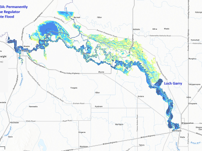 Loch Garry flood map – Option 3A: Permanently open the regulator during a moderate flood event (10.9m)