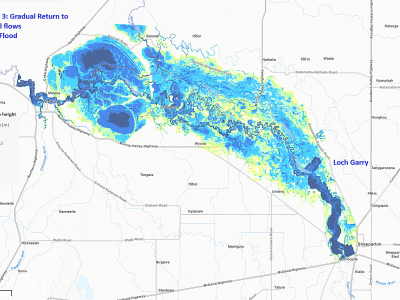 Loch Garry flood map – Option 3: Gradual return to natural flows during a major flood event (12.3m)