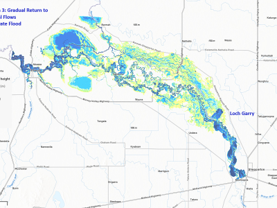 Loch Garry flood map – Option 3: Gradual return to natural flows during a moderate flood event (10.9m)